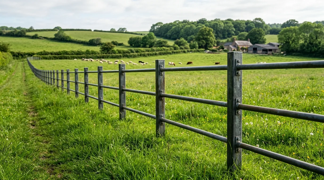 Minimalist Farm Fence With Metal Posts